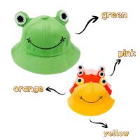Sombrero de Pescador Infantil con Diseño de Rana, Estilo Bucket Hat de Algodón Suave y Transpirable, Ideal para Protección Solar en Primavera y Otoño, Perfecto para Playa, Viajes y Actividades al Aire Libre (Verde, Rosa, Naranja, Amarillo) - details 1