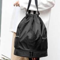 mochila con cordón, mochila portátil para deportes de ocio, bolsa impermeable con cordón (negro) - details 2
