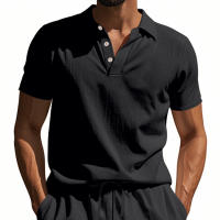 Camisa POLO de manga corta con solapa y botones, informal, de lino, transpirable, estilo británico, de verano para hombre - details 31
