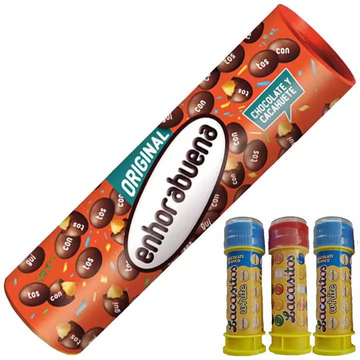 Conguitos Megatubo 1,2 KG-Enhorabuena + 3 POMPEROS LACASITOS - 1