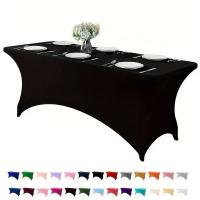 Mantel Rectangular De Poliéster Blanco/ Negro Alta Elasticidad Para Bodas Fiestas Masajes Hotel Cumpleaños Cubierta De Mesa - details 7