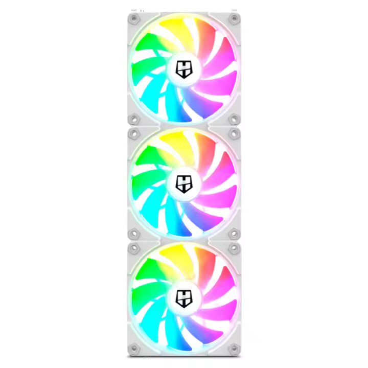 NOX Hummer EASY LINK - Set 3 Ventiladores 120mm, LED ARGB, PMW ultrasilenciosos, sin cables, 4 pads goma antivibración, blanco - 1