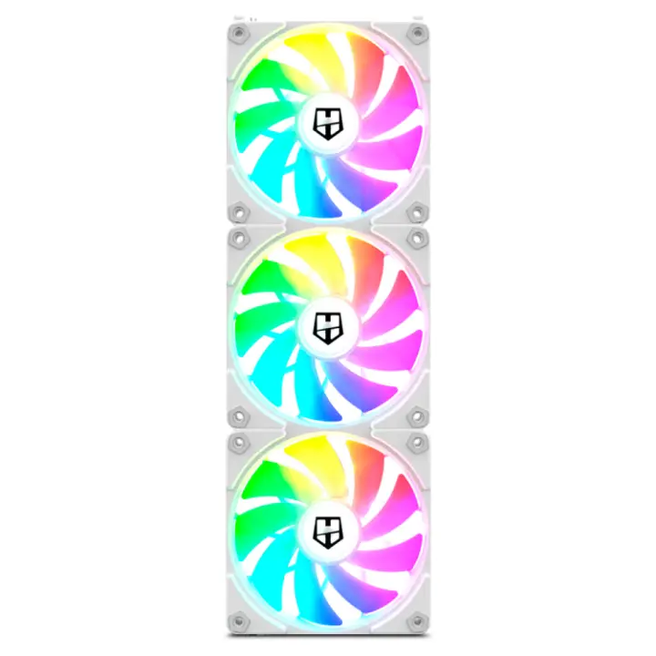 NOX Hummer EASY LINK - Set 3 Ventiladores 120mm, LED ARGB, PMW ultrasilenciosos, sin cables, 4 pads goma antivibración, blanco - 1