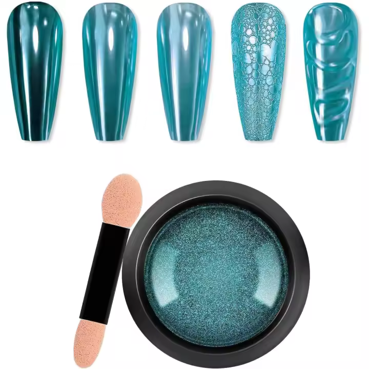 Polvo de uñas cromado, brillo holográfico de espejo para uñas, polvo cromado metálico, pigmento brillante reflectante para manicura. - 1
