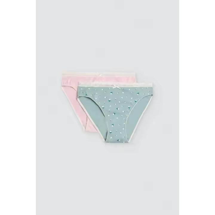 Ysabel Mora - Pack de 2 bragas midi estampadas con lazo y puntilla - 1