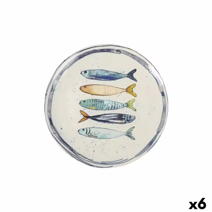 Plato Llano La Mediterránea Peixe Ø 26 cm (6 Unidades) - 1