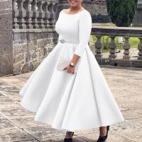 Vestido De Lujo Para Mujer Con Cuello Redondo Manga Larga Cinturado A-Linea Hasta El Tobillo Elegante Vestido De Cumpleaños - details 43