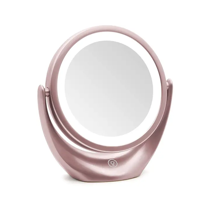 Espejo De Maquillaje Redondo Doble Cara Magnificador 5X / 1X Montaje En Mesana Portátil Material Plástico - 1