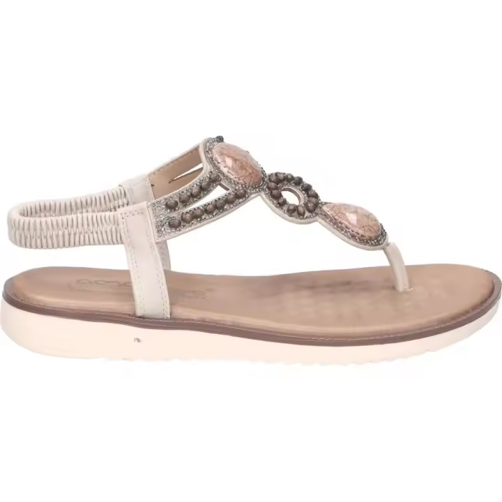 AMARPIES | Sandalias de dedo Amarpies para Mujer – Sandalias planas en Color Beige y Detalles de Brillos – Sandalias Cómodas Sin Cierre – Fáciles de poner y quitar – Estilo Casual – Modelo ABZ26664 - 1