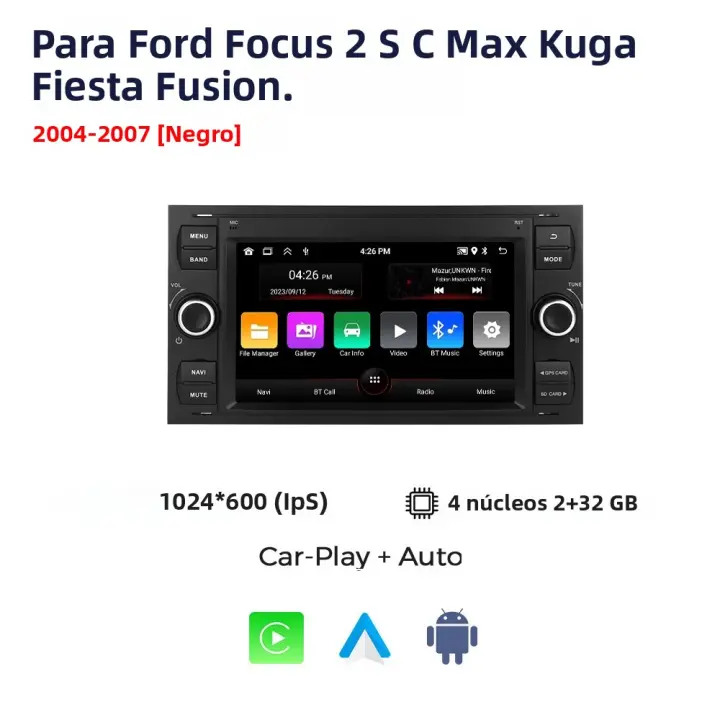 Radio De Coche Android Navifly 2DIN Carplay Para Ford Focus 2007 Mondeo S-max C-max Kuga Galaxy Fiesta Transit Conecta Plug to Play Soporte Para Control Del Volante Y CarPlay Android Auto - 1