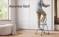 SONGMICS Escalera Plegable, Escalera con 2 Peldaños, Bloqueo de Seguridad, Fácil de Guardar, Carga hasta 150 kg, Gris Paloma/Blanco Simple - details 0