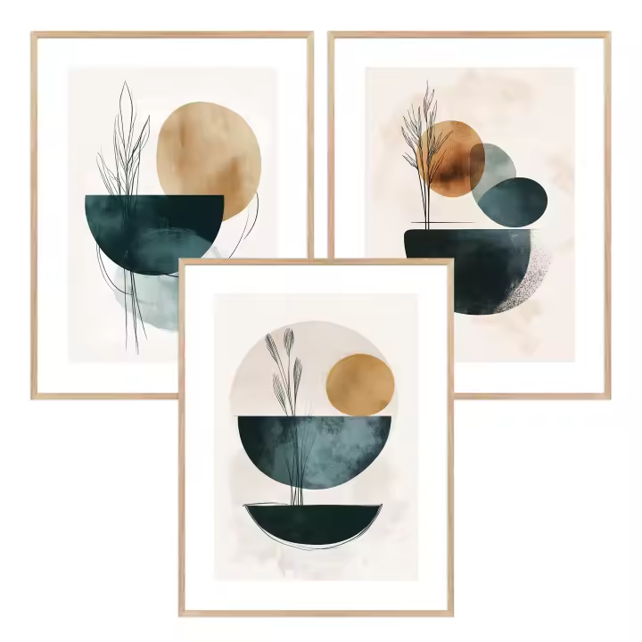 Conjunto de 3 láminas decorativas para el hogar con diseños abstractos  - Arte de pared elegante -  Láminas para decoración del hogar - Láminas decorativas - 1