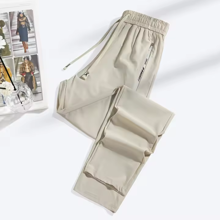 Pantalones Elásticos De Seda Para Hombre Y Mujer Nuevo Verano Estilo Delgado Casual Deportivo Comodidad Pierna Recta Trenzados - 1