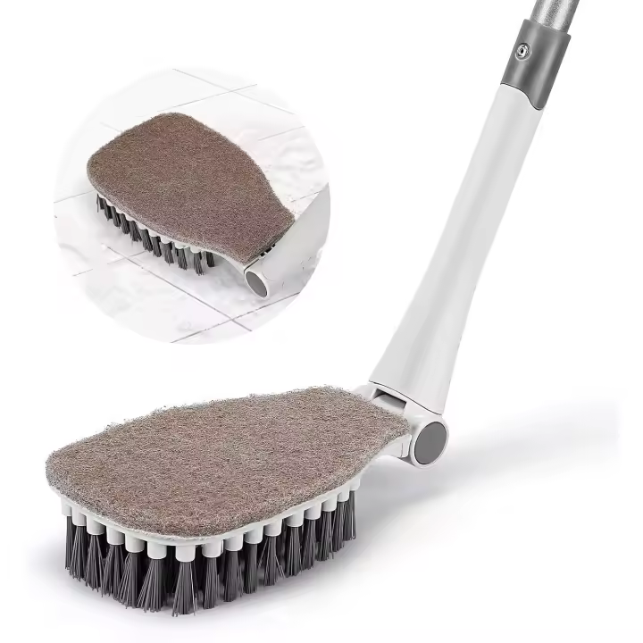 Cepillo de piso de doble cara, estropajo + cerdas duras, adecuado para baño, bañera, ventana de vidrio, fregadero, pared, inodoro, mármol, azulejo de pared, piso, blanco - 1