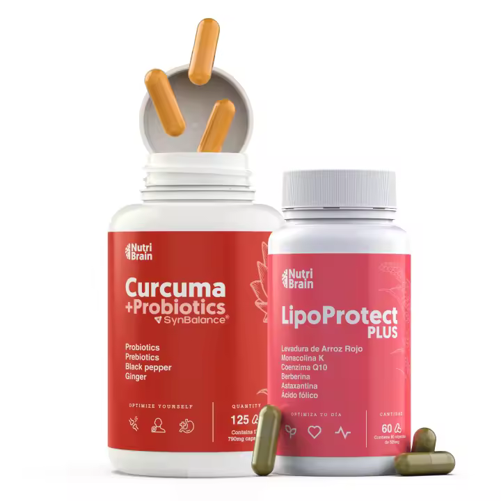 Longevidad Saludable | Cúrcuma + PROBIÓTICOS y PREBIÓTICOS Alta Concentración, una sola cápsula al día brinda bienestar articular, muscular, óseo y digestivo. Añade LIPO-Protect PLUS XXL para regular colesterol y triglicéridos con Levadura de Arroz Rojo. - 1