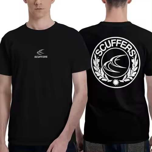 Camiseta de Manga Corta, 100% Algodón, Ropa Unisex para Hombres y Mujeres en 5 Tallas, Camiseta Negra CON DOBLE ESTAMPADOS, Cuello redondo. - 1
