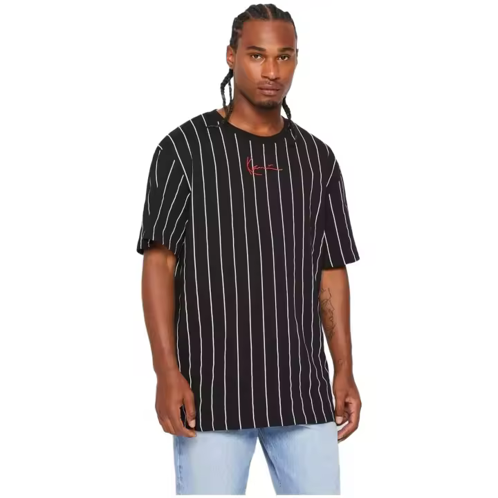 Camiseta de Manga Corta Karl Kani Small Signature Pinstripe para hombre en color negro - 1
