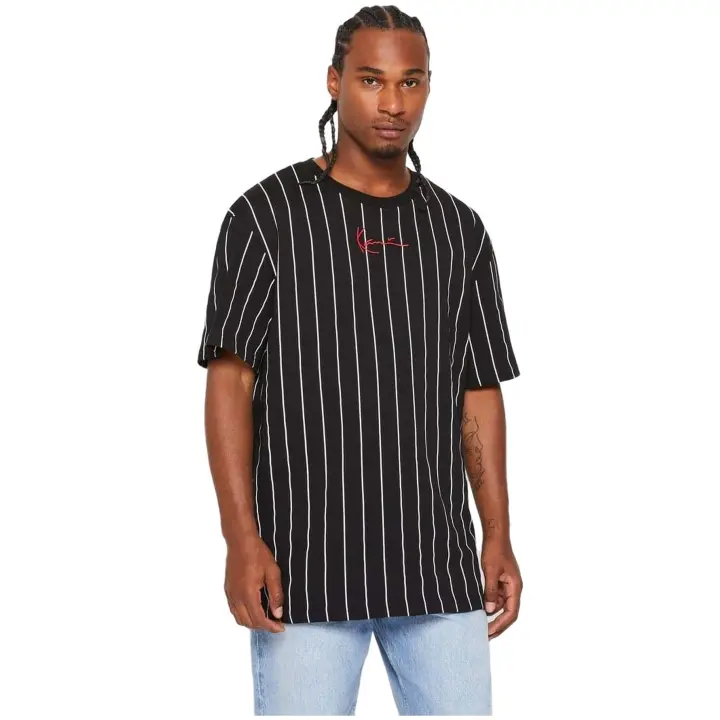 Camiseta de Manga Corta Karl Kani Small Signature Pinstripe para hombre en color negro - 1