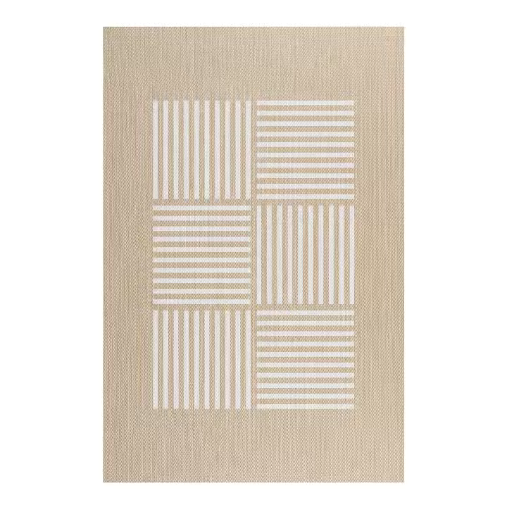 Alfombra vinilica de Tejido Trenzado Premium de Alta Gama Alfombras de habitacion Lavable Antideslizante y Resistente Salon baño hogar Cocina Pasillo Infantil Líneas Blancas STORESDECO - 1