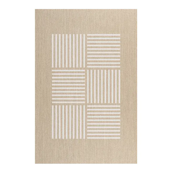 Alfombra vinilica de Tejido Trenzado Premium de Alta Gama Alfombras de habitacion Lavable Antideslizante y Resistente Salon baño hogar Cocina Pasillo Infantil Líneas Blancas STORESDECO - 1
