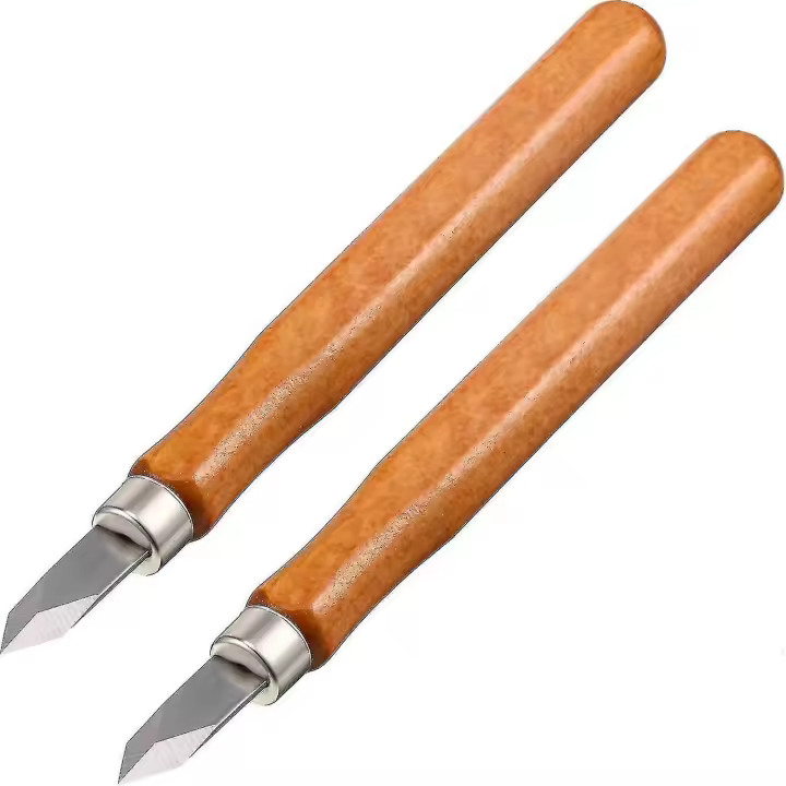 Cuchillo de marcado para trabajar la madera Cuchillo de marcado de hoja delgada Doble doble Bisel Cuchillo llamativo de acero endurecido Mn-v Cuchillo de marcado llamativo tratado térmicamente (2 piezas) - 1