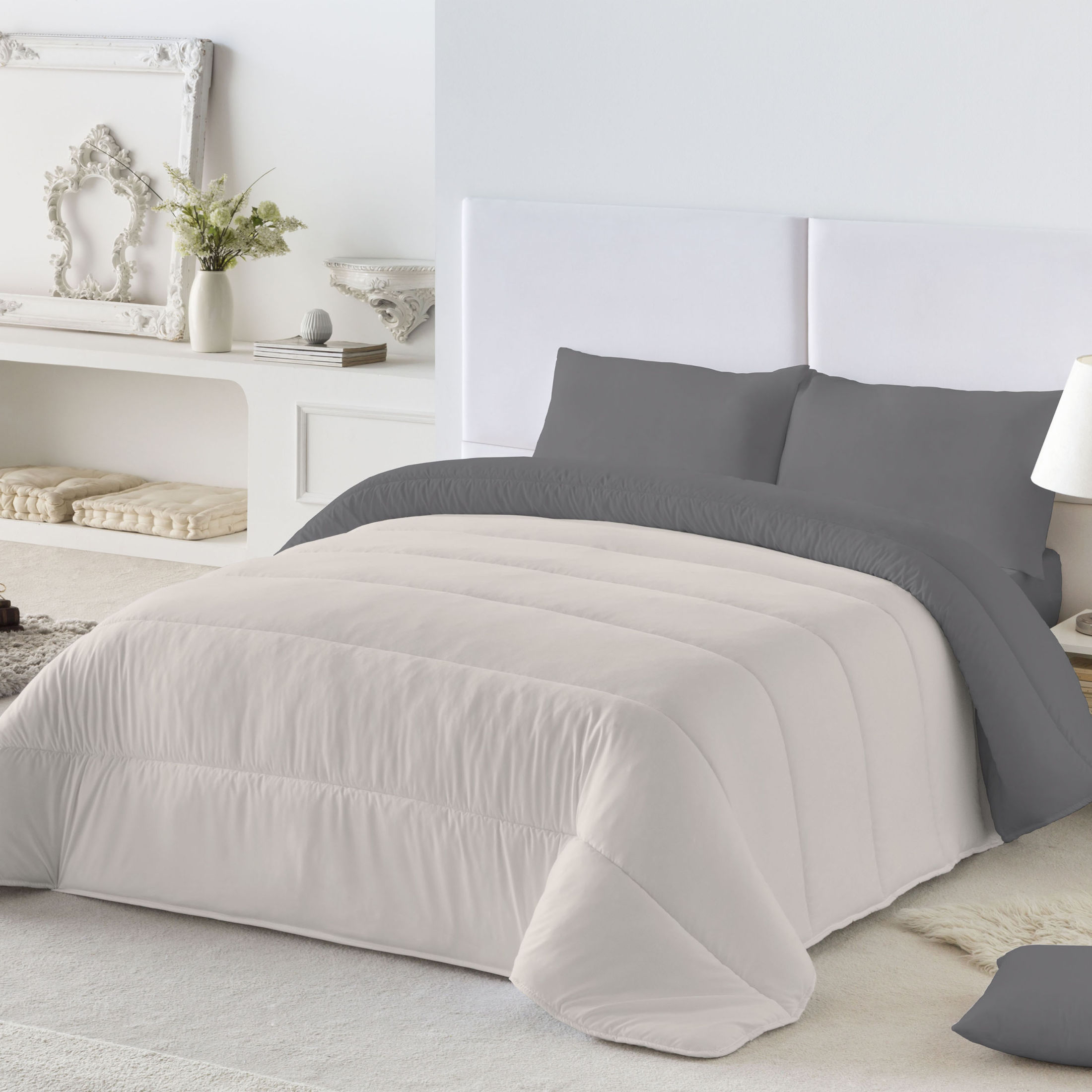 NATURALS - Edredón Nórdico 300 gr Liso Bicolor - Reversible - Microfibra Extrasuave - Acolchado Gran Confort, Antialérgico, Transpirable y Extrasuave - 9 colores disponibles - Cama 90/105cm - 135/150 cm - 180 cm - Fabricado en España