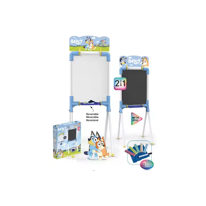 Pizarra Bluey 2 en 1 magnetica y para tizas 37x32x98 cm Incluye 12 accesorios (Chico's 53053) - 1