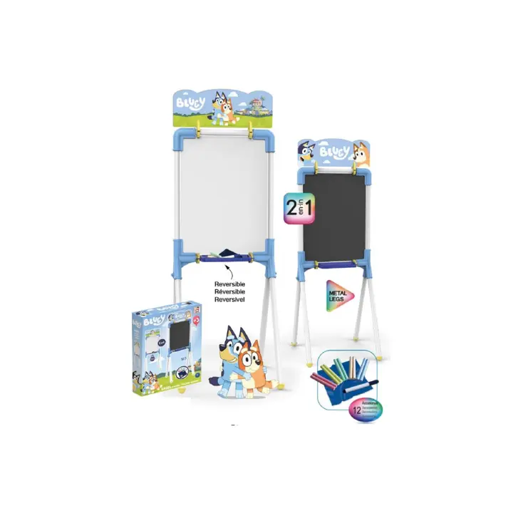 Pizarra Bluey 2 en 1 magnetica y para tizas 37x32x98 cm Incluye 12 accesorios (Chico's 53053) - 1