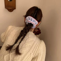 Nuevas Horquillas Scrunchies Rojas Con Borde Azul Accesorios Para El Cabello Elásticos Y Frescos Para Mujeres Y Niñas Estilo Casual Y Moda - details 6