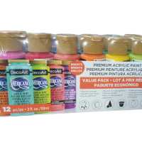DecoArt Americana - Paquete económico de 12 pintura acrílica, Envió Gratis. DASK427 de 12 unidades, 2 Oz 59ml. Ideal para iniciación a la pintura decorativa. Se adhiere en lienzo, madera, cartón, escayola, terracota y todo tipo de superficies. Deco Art - details 1