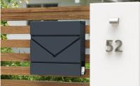 SONGMICS Buzón Correo, Ventanas de Visualización en Forma de V, Buzón Correo Montado en Pared, con Cerradura y Tapa, Portapapeles, Fácil de Instalar, Gris Antracita - details 0