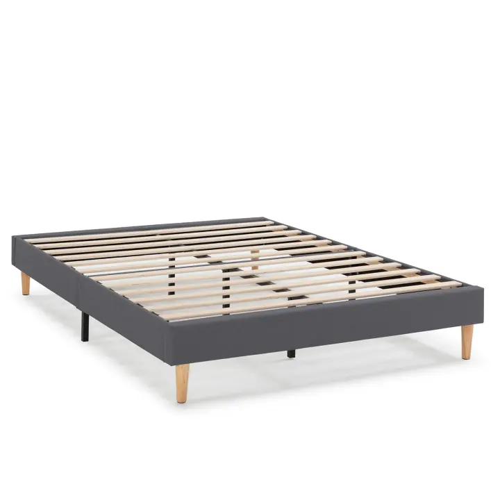VS Venta-Stock - Base tapizada modelo Aura 150x190cm en color Gris Oscuro - 1