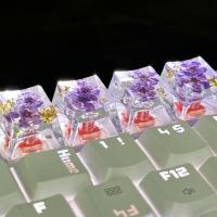 4pcs/set Teclas De Resina Transparencia DIY Flores Personalidad Accesorios Para Teclado Y Ratónkk-Cokio - details 9