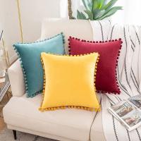 Cubiertas De Cojines De Veludo Elegantes Y Cómodas Con Borlas Suaves Sólidas Decorativas Para Muebles Del Salón Cubierta De Almohada Redonda De Terciopelo Para Sofá - details 9