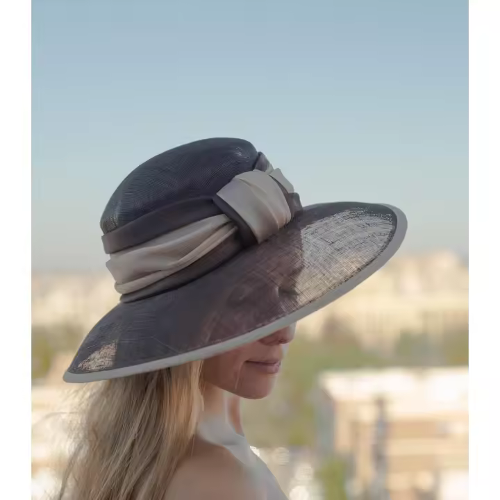 Sombrero mujer elegante, pamela en tonos tierra - 1