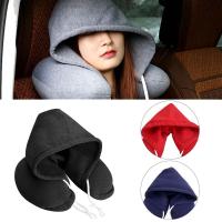 Almohada De Viaje Con Capucha En Forma De U Suave Y Cómoda Para El Cuello Color Negro Gris Rojo Azul Tamaño 33cm X 28cm X 11cm - details 0