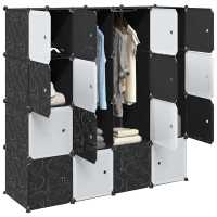 vidaXL Cubo organizador almacenamiento 16 cubos y varillas colgar PP en color Negro y blanco/Blanco | práctico organizador multiusos diseño compacto funcional - details 0
