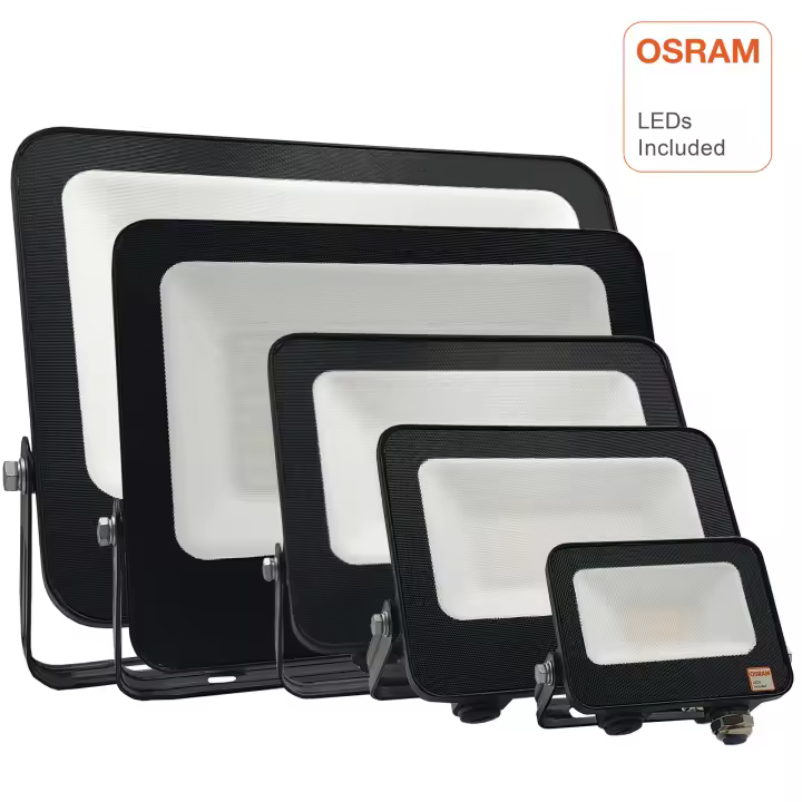 Foco Proyector Exterior LED Negro Slim - ACTION PRO - OSRAM CHIP - IP65 - Alta luminosidad - 1
