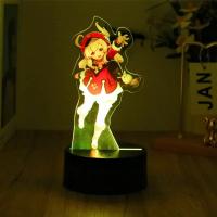 Lámpara 3D Genshin Impact Luz Nocturna LED Figuras Anime Zhongli Raiden Shogun Control Remoto RGB Colores De Sueño Decoración Para Habitación De Niños Regalos Para El Hogar - details 3