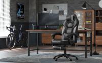 SONGMICS Silla Gaming, Silla de Oficina, para Carreras, con reposapiés, Diseño ergonómico, Reposacabezas Ajustable, Soporte Lumbar, 150 kg de Capacidad de Carga, Gris y Negro/Negro/Azul y Negro/Rojo y Negro - details 0
