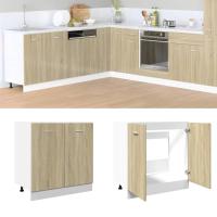 vidaXL Armario bajo fregadero “Lyon” madera ingeniería en color Blanco/Marrón roble/Roble ahumado y más | almacenamiento funcional diseño moderno para baño dormitorio sala - details 5