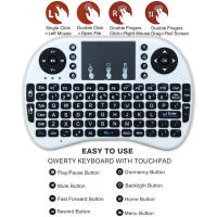 Teclado Inalámbrico Mini I8 Blanco Con Retroiluminación 7 Teclas Para Android TV Box Ratón Aire 2.4G Remote Control Ruso Francés Español Portugués Árabe - details 2