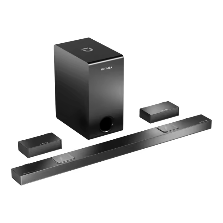 Barra de Sonido ULTIMEA Nova S80 Soundbar Subwoofer Speaker Kit, 5.1.2 Channel, 4K HDR, 520W Peak Power, Barra de Sonido para TV con Dolby Atmos, Sistema de Sonido Envolvente 3D, BassMAX, Altavoces de Cine en Casa con Subwoofer, Soundbar con HDMI eARC/Opt - 1
