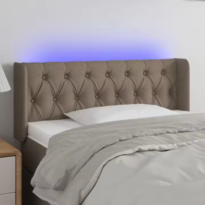 vidaXL Cabecero con LED de tela gris taupe 103x16x78/88 cm - 1