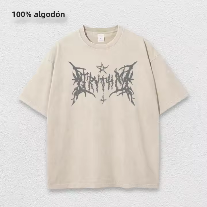 Camiseta Oversize De Verano Y2K Hip Hop Vintage 90s Con Diseño Gótico Casual Manga Corta Lavada En Denim Para Hombre - 1