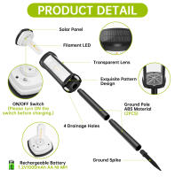 Luces Solares Para Camino Exterior Impermeables Decorativas Para Jardín Paisaje Con Bombilla E27 Para Paseo Acera Césped Patio Luz Solar LED De Estilo Art Decó Protección IP65 - details 1