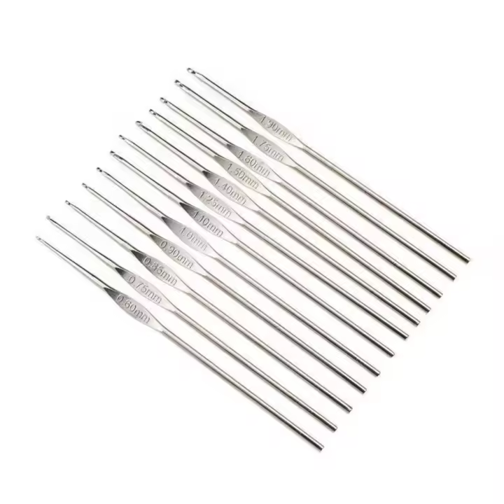 Juego De 12 Piezas De Agujas De Crocheteado En Acero Inoxidable Herramientas De Tejido Para Manualidades DIY Y Tejer Suéteres - 1