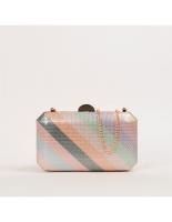 Bolso de mano rígido para fiesta boda bautizo eventos a rayas multicolor - details 0