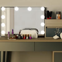 Espejo De Maquillaje LED Con Luz De Encendido Libre Iluminación Tridimensional Blanca Para Mesa De Vestir Rotativa Táctil - details 15
