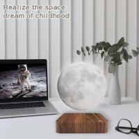 Lámpara LED Flotante De Luna Creativa Con Base De Madera Para Regalo Oficina Dormitorio Hogar 3D Impreso Luz Nocturna Magnética - details 1
